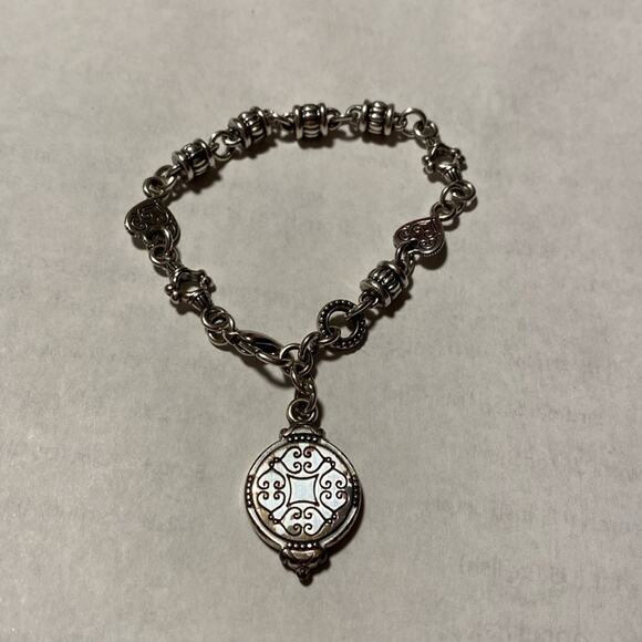 Brighton vintage silver‎ circle charm bracelet on link chain - Picture 2 of 4